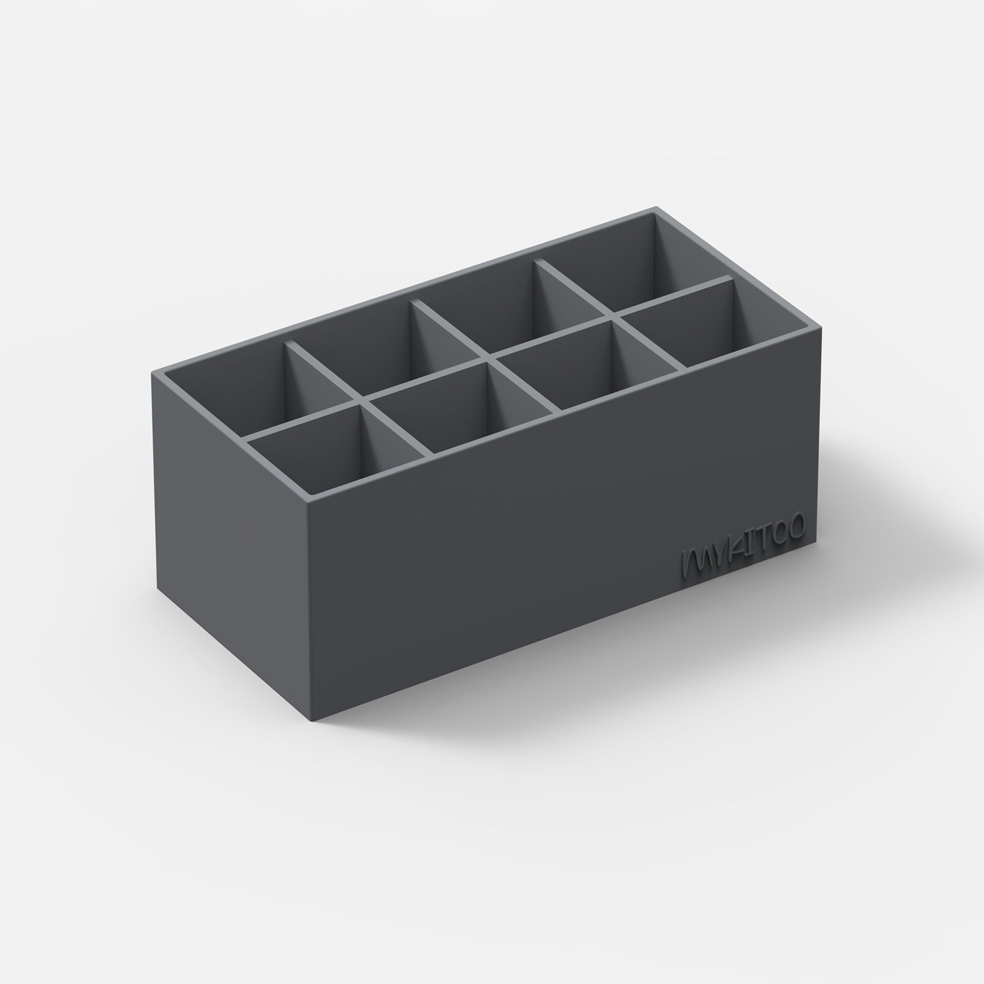 MY BIG FLEX-POT™ 8 SECTION - grey 8-section FLEX-POT™ for makeup products, by MYKITCO.