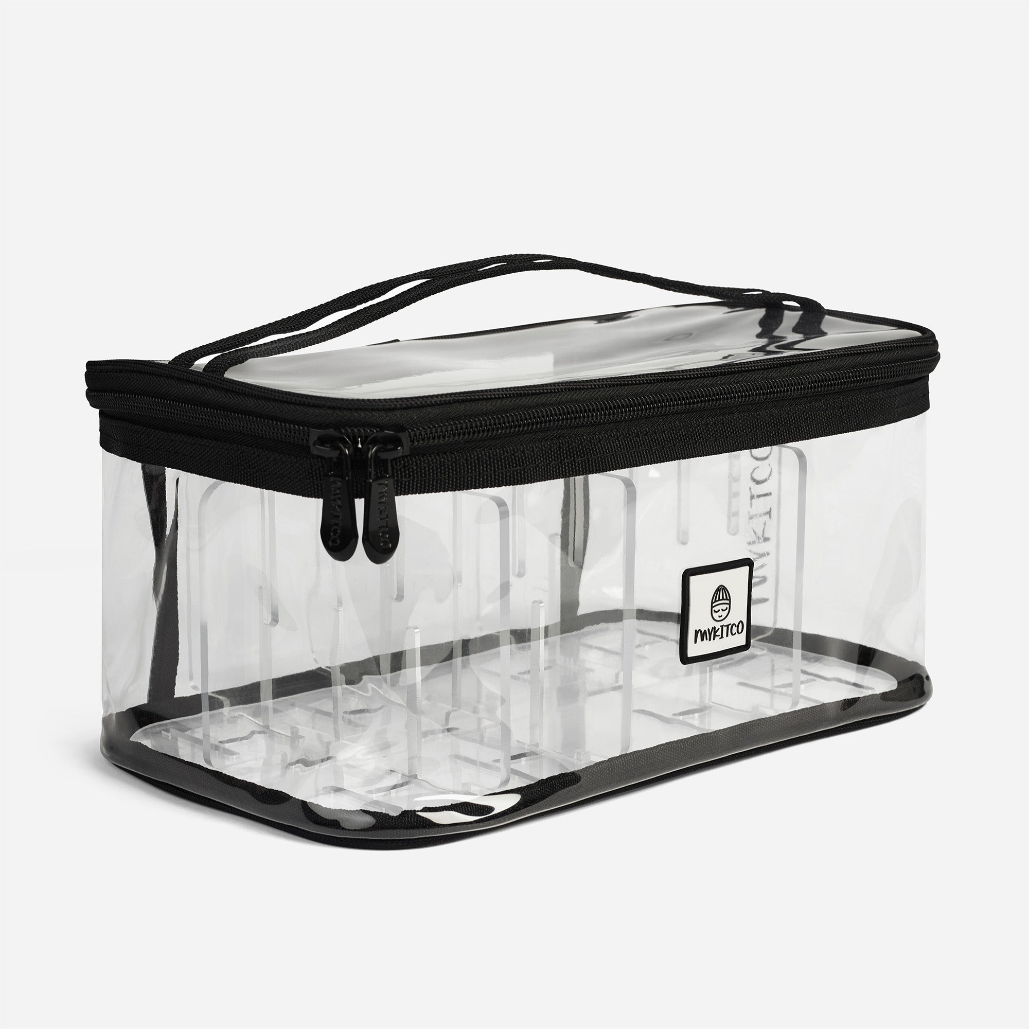 MY BIG PVC BOX BAG: CLICK-IT EDITION™ - large PVC box-style makeup bag with CLICK-IT system, by MYKITCO.