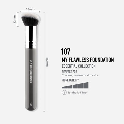 MYKITCO 107 Flawless Foundation Brush, a professional makeup brush for smooth, even foundation application.