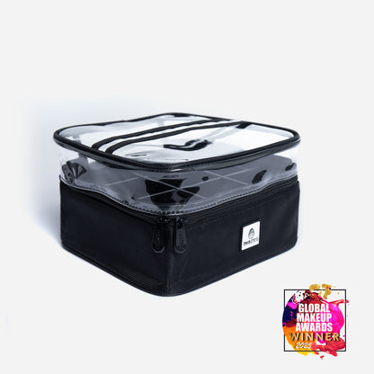 Mykitco MY BIG Canvas Box Bag shown in black with a structured design and top handle, stylish and spacious for everyday use.